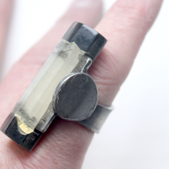 Anne-Marie Chagnon extra large bague ring wide pewter resin étain size US 8 - Picture 10 of 14